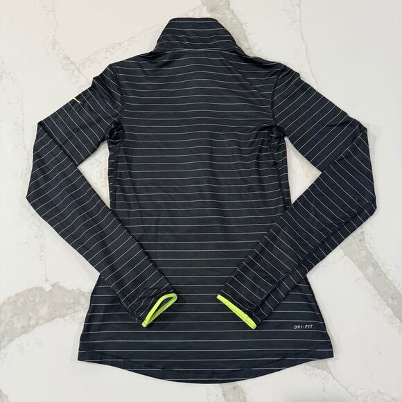 Nike Pro DriFit HalfZip Pullover Athletic Top Women Small Black Stripe Thumbhole - Picture 7 of 7